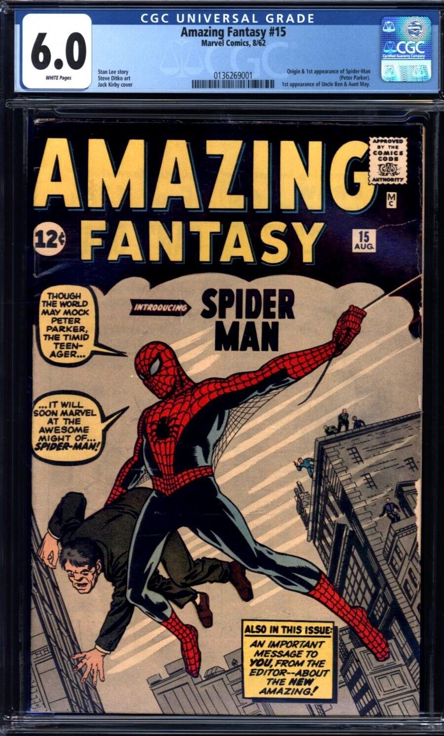 Marvel Comics Amazing Fantasy 15 1st Appearance of Spiderman 