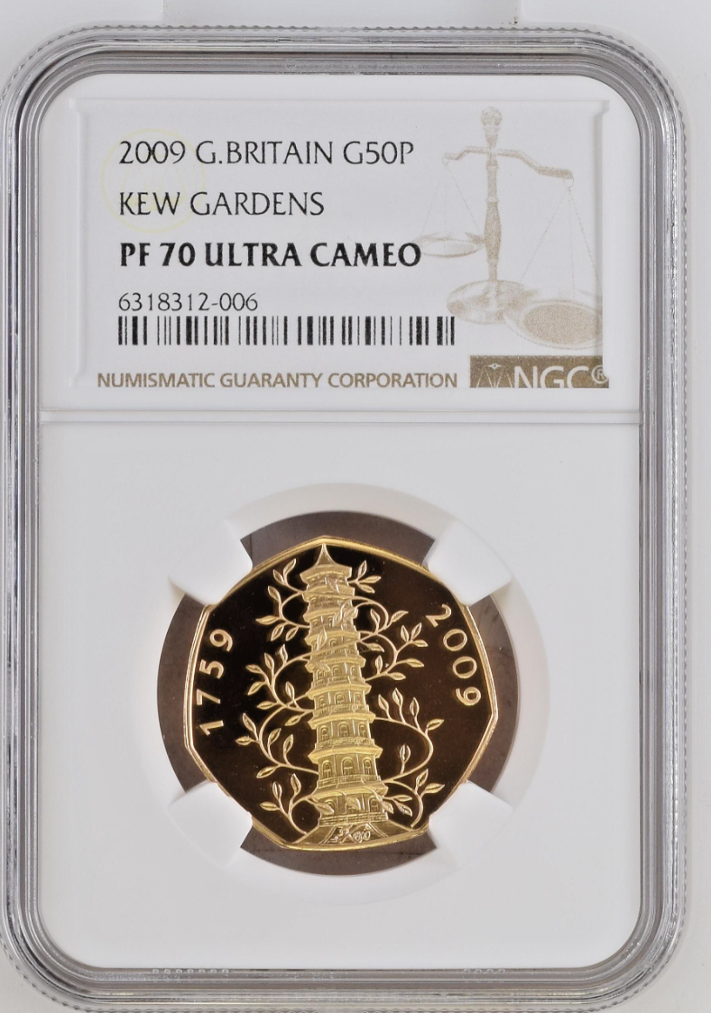 Very Rare! 2009 Kew Gardens 50p NGC PF70 Ultra Cameo