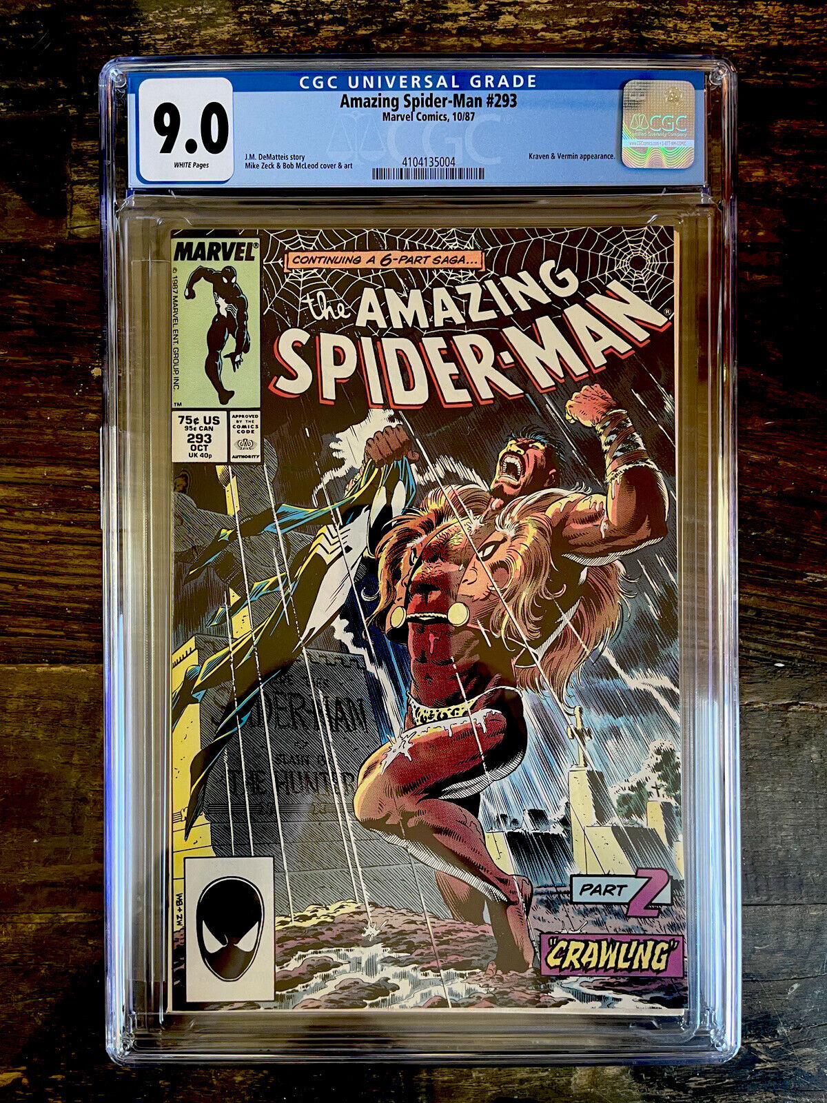 White Pages! Amazing Spider-Man #293 CGC 9.0 Kraven the Hunter