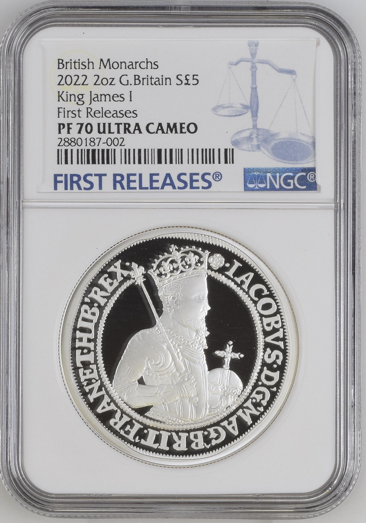 British Monarchs King James 1 2022 2oz Silver Proof NGC PF70 UC First  Release